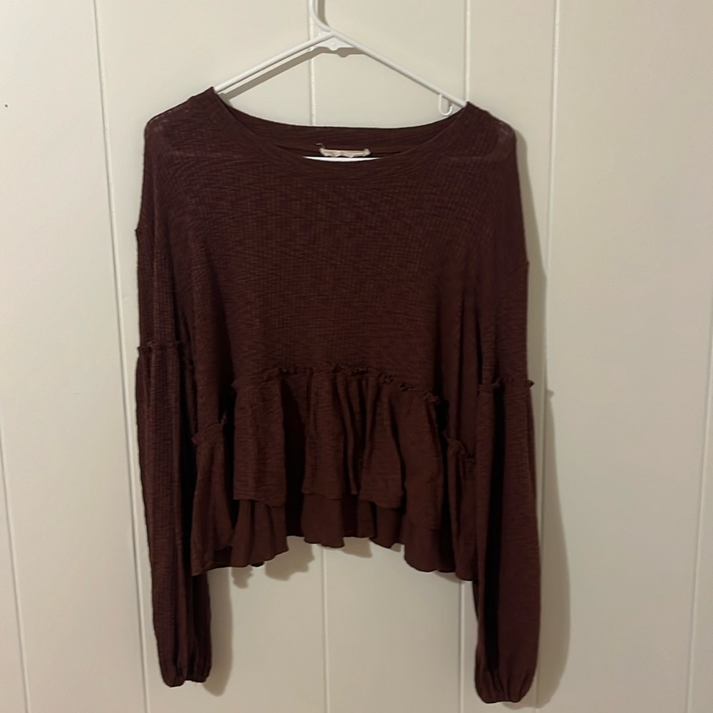 Burgundy Long Sleeve Top